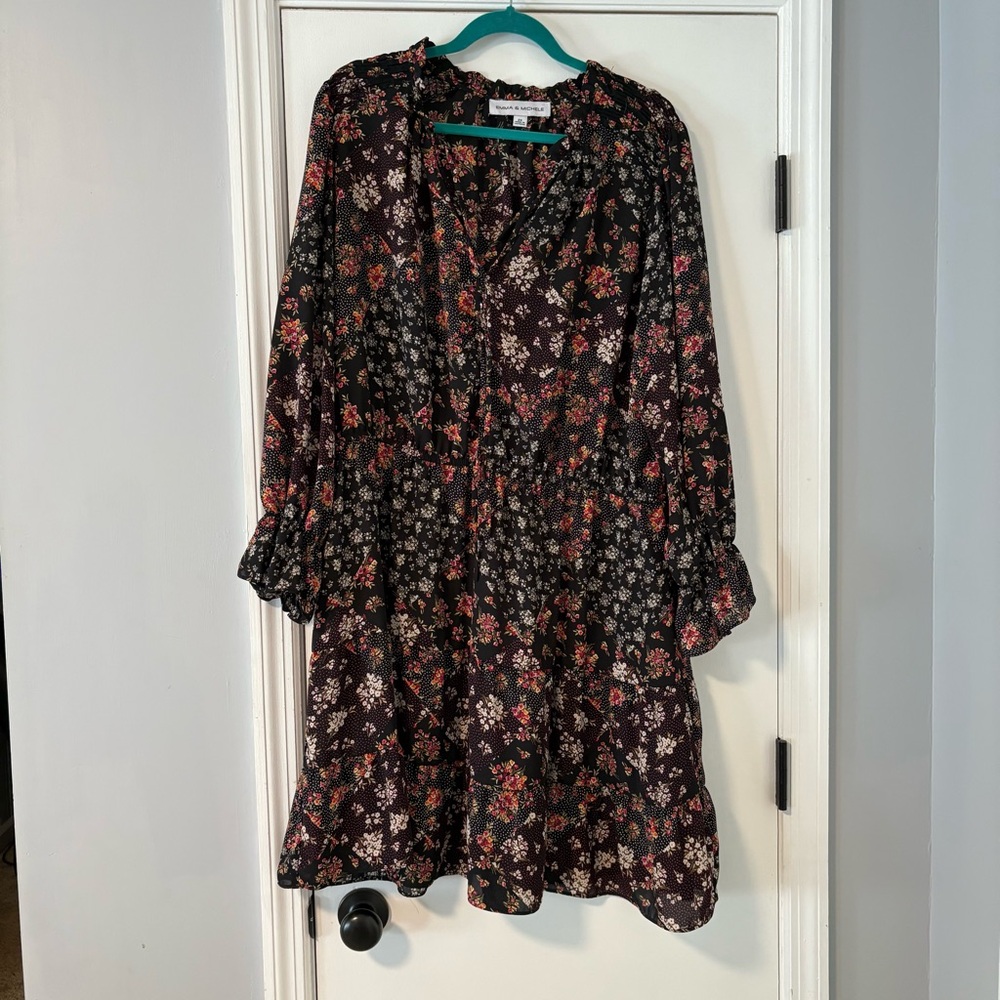 Emma & Michele Black Floral Dress